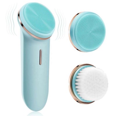 IPX7 Waterproof Deep Clean Replaceable Brush Head Silicone Electric Brush Wireless Cleansing Facial Machine Face Clean Device