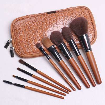 2020 latest luxury 9pcs vegan brown makeup brush set on sale professional private label gold bling makeup brushes vendors