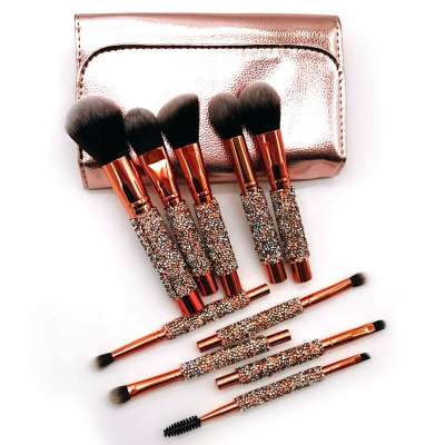 2019 Hot Sale Diamond Glitter 10 Pcs Rhinestone Makeup Brush Private Label