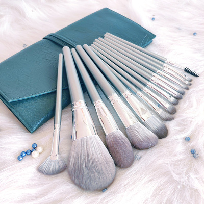 2020 New 14pcs luxury vegan blue makeup brushes with glitter handle private label butterfly  brush set with packaging vendor